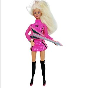 VTG 90s Rockstar Barbie Beyond Pink Doll With Guitar
